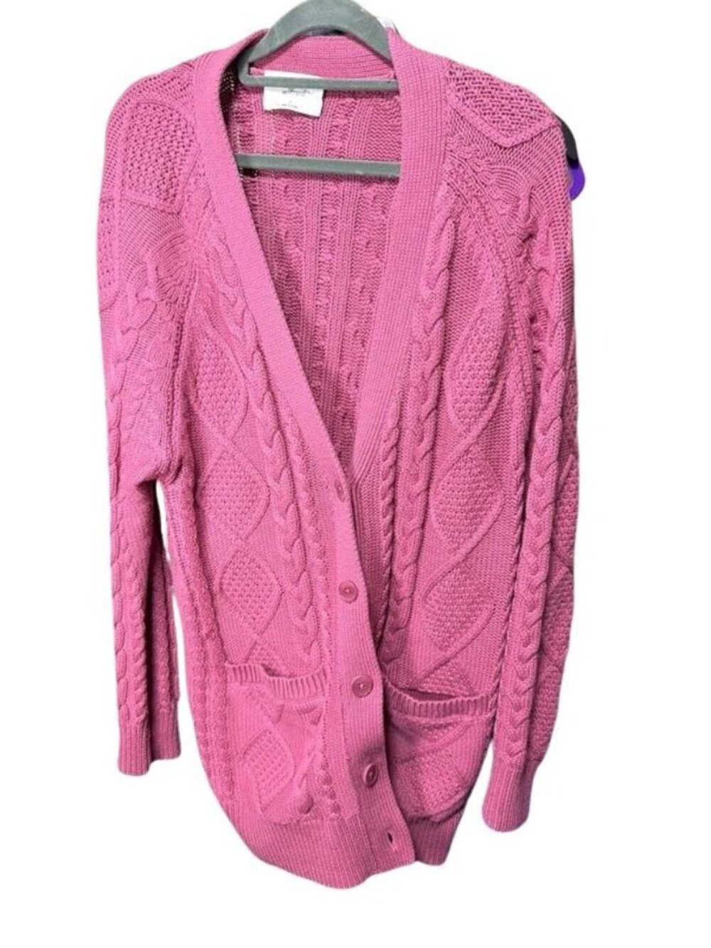 Wilfred Rose Pink Chunky Cable Knit Cardigan Sweater Womens Size Small US 4-6
